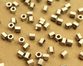 20 pc. Stainless Steel Hexagon Barrel Beads, 4.5mm by 4.5mm | FI-026*