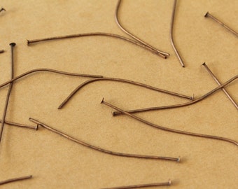 100 pc. Antique Copper Headpins, 50mm long 20 gauge | FI-623