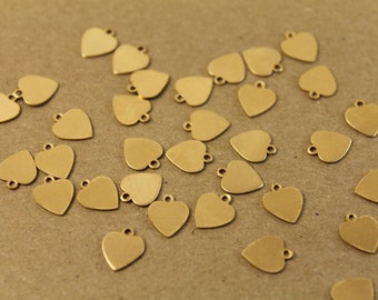 16 pc. Tiny Raw Brass Heart Tags: 10mm by 9.5mm - made in USA | RB-112