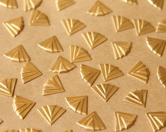 16 pc. Raw Brass Art Deco Fan Stampings: 12mm by 9mm - made in USA | RB-762