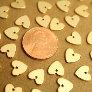 10 pc. Gold Plated Heart Charms, 8mm by 8mm FI-583 image 3