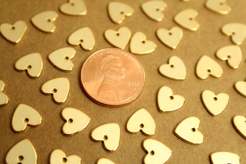 10 pc. Gold Plated Heart Charms, 8mm by 8mm FI-583 image 3