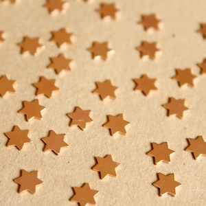 20 pc. Tiny Rose Gold Plated Brass Six Point Stars: 6mm by 6mm - made in USA | ROS-110