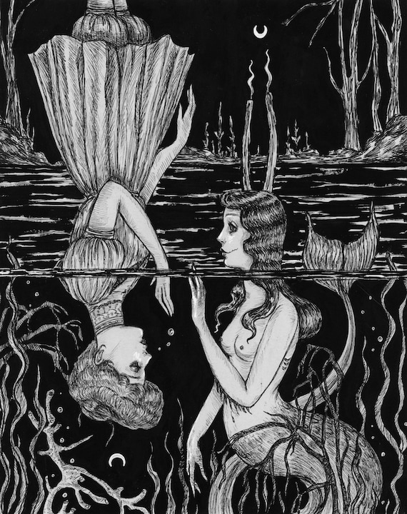 As above So below fine art print mermaid gothic art | Etsy