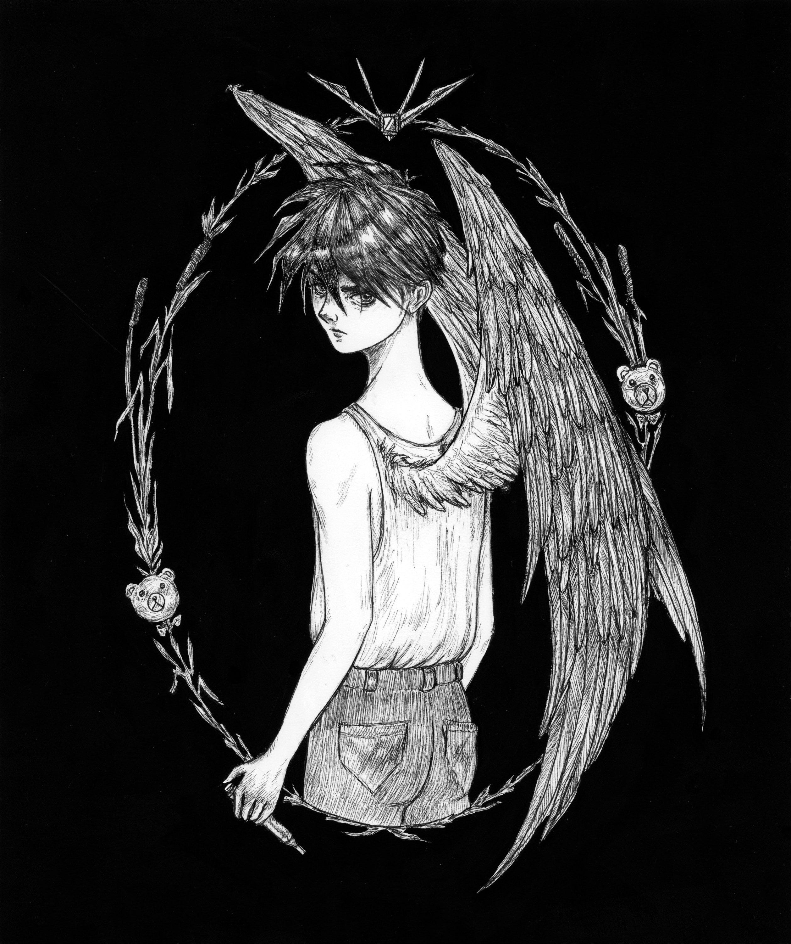 Heero Yuy- Fine Art Print- Gundam Wing, Anime Boy, Anime, Fanart, Ink Art,  Pen and Ink, Gothic Art , Occult Art , Teddy Bear, Wing Zero - Etsy, image size:2516x3000