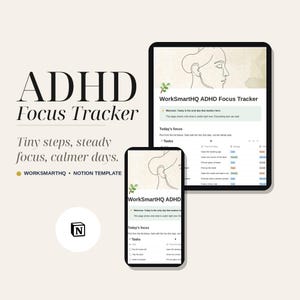 Gentle ADHD Focus Tracker Notion Template | Habit Tracker, Brain Dump, Daily Planner (Digital Download) image 1