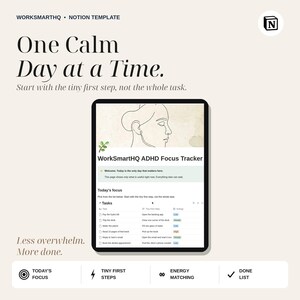 Gentle ADHD Focus Tracker Notion Template | Habit Tracker, Brain Dump, Daily Planner (Digital Download) image 2