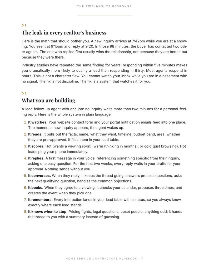 Plan de seguimiento de clientes potenciales inmobiliarios mediante IA para agentes inmobiliarios / Respuesta instantánea a consultas / Guía de automatización sin código (PDF) imagen 4