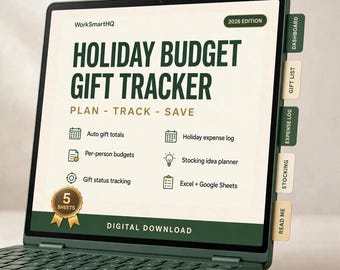 Hoja de cálculo para el seguimiento del presupuesto y los regalos navideños / Organizador de la lista de regalos de Navidad, planificador de presupuesto en Excel, seguimiento de las compras navideñas
