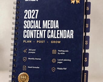 Calendario de contenido para redes sociales 2027 en PDF / 365 días de ideas de contenido, planificador de marketing imprimible, para pequeñas empresas