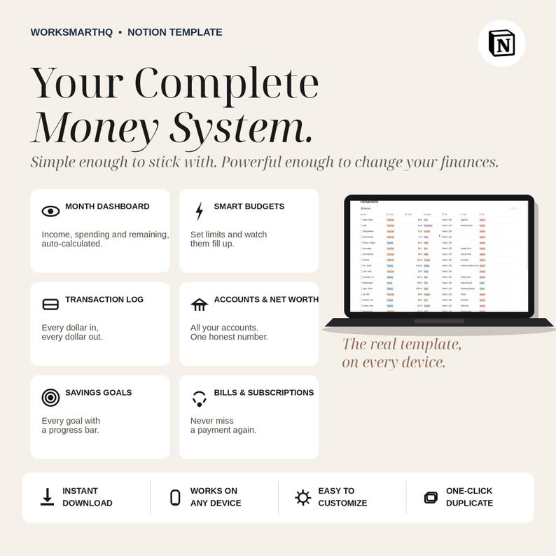 Notion Finance Tracker Template | Budget Planner, Expense Tracker, Savings Goals, Bills Dashboard (Digital Download) image 3
