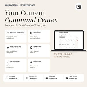 Notion Content Creator Planner | Editorial Calendar, Idea Bank, Pipeline & Brand Hub (Social Media Template) image 3