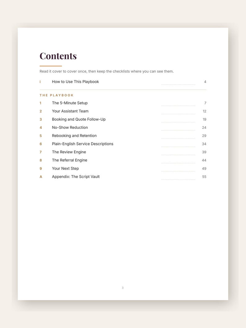 AI Playbook for Salons & Spas | Booking Scripts, No-Show Fixes, Reviews, Retention | 2026 PDF Guide image 2