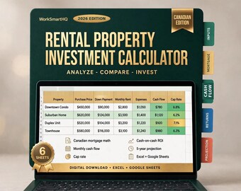 Canadian Rental Property Investment Calculator | Real Estate Deal Analyzer (Digital Download)