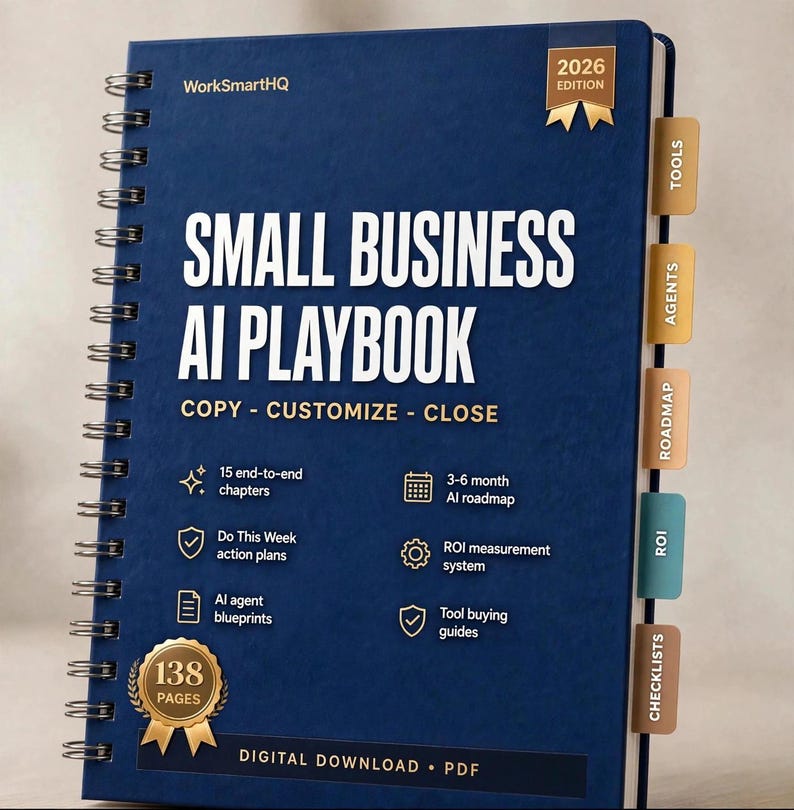 Small Business AI Playbook | Complete End-to-End Guide to AI Tools, Automation & Agents for Small Business (2026 PDF) image 1