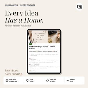Notion Content Creator Planner | Editorial Calendar, Idea Bank, Pipeline & Brand Hub (Social Media Template) image 2