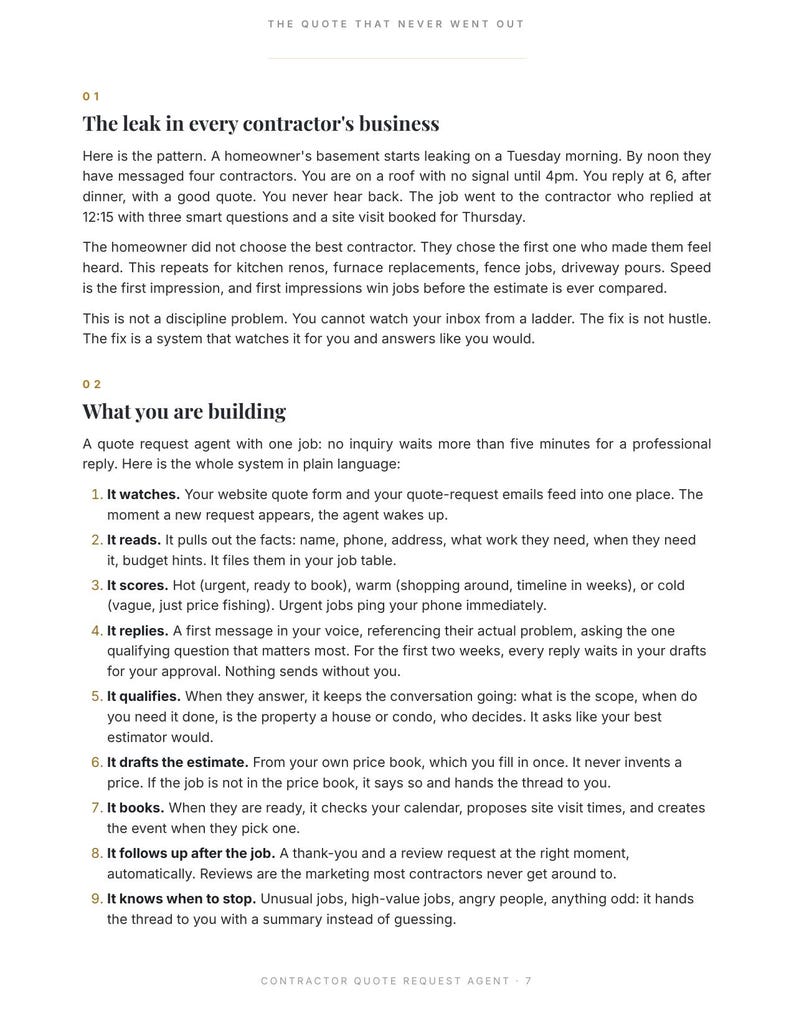Contractor AI Agent Blueprint | Quote Follow-Up System for Home Service Pros | No-Code Automation Guide (PDF) image 4