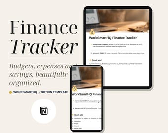 Plantilla de Notion para el seguimiento de finanzas / Planificador de presupuesto, seguimiento de gastos, objetivos de ahorro, panel de control de facturas (descarga digital)