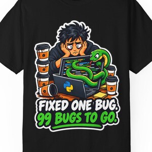 Python開発者Tシャツ、面白いコーダーTシャツ、プログラマーへのコーヒーギフト、ソフトウェアエンジニアのグラフィックシャツ