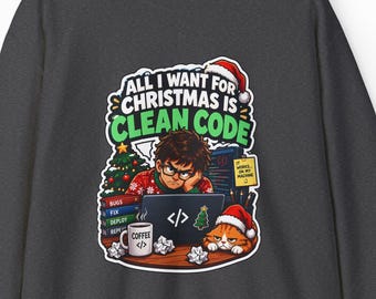 Software Engineer Christmas Sweatshirt, Funny Programmer Crewneck, Clean Code Holiday Sweater, Coder Gift