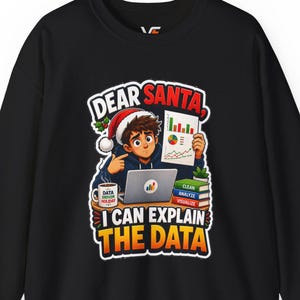 Lustiges Weihnachts-Sweatshirt für Datenanalysten, Weihnachtsmann-Diagramme und -Grafiken, Geschenk für Datenwissenschaftler, Humor im Bereich Analytik