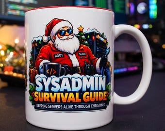 Sysadmin Christmas Mug, DevOps Coffee Mug, IT Support Holiday Gift, Funny System Administrator & Network Engineer Coffee Cup