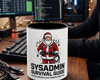 Sysadmin Christmas Mug, Funny IT Support Coffee Mug for System Administrator & Network Engineer