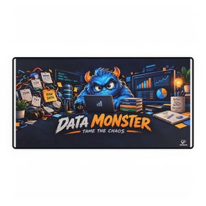 Data Engineer Desk Mat, Big Data Monster Large Mouse Pad, Analytics Gift, Python SQL Workspace Decor, Programmer Desk Pad