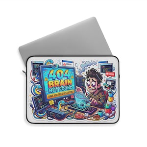 404 Brain Not Found Laptop Sleeve, Funny Coder Gift, Tech Protector (MacBook) Bild 2