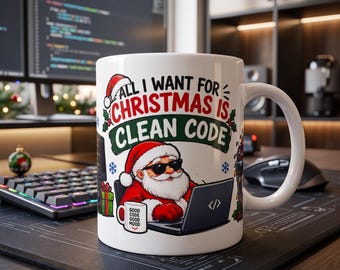 Programmer Christmas Mug, Funny Developer Coffee Cup, Bug-Free Build Holiday Gift, Coder Secret Santa Gift