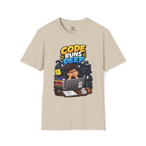 Programmer Tee, Code Runs Deep Funny Developer Graphic T-Shirt, Software Engineer Gift, Coder Tech Apparel