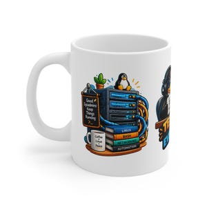 Linux Administrator Mug, Funny Sysadmin Coffee Cup, Bash Scripting Gift, DevOps Office Mug image 4