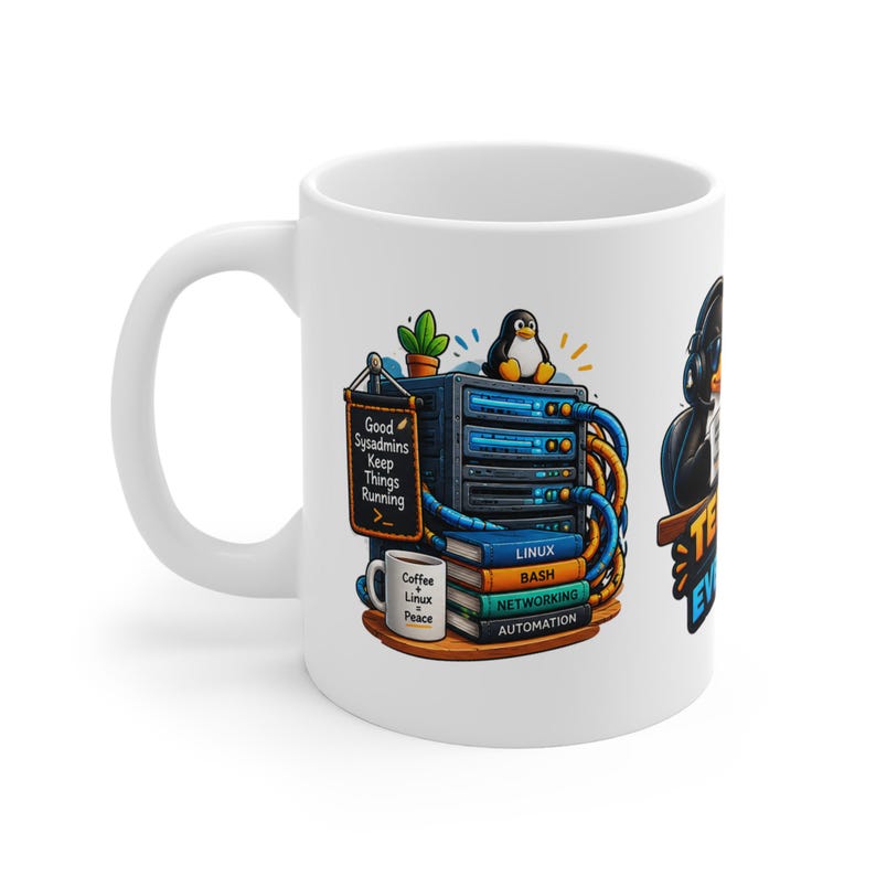 Linux Administrator Mug, Funny Sysadmin Coffee Cup, Bash Scripting Gift, DevOps Office Mug image 4