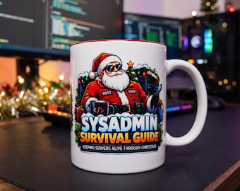 Sysadmin Christmas Mug, Funny IT Support Coffee Cup, DevOps Holiday Mug, Tech Coworker Gift
