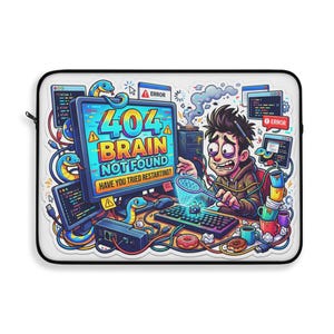 404 Brain Not Found Laptop Sleeve, Funny Coder Gift, Tech Protector (MacBook) Bild 3