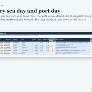 Cruise Planner Spreadsheet, Drink Package Calculator, Cruise Itinerary, Budget and Packing List (Excel) bild 4