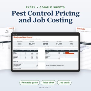 Pest Control Business Spreadsheet, Pricing Calculator, Excel Quote & Job Costing Template