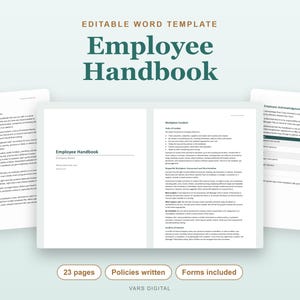 Mall för personalhandbok för småföretag, redigerbar Word-manual för HR-policy med onboardingformulär bild 1