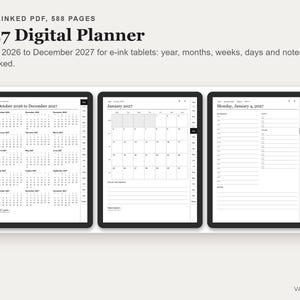 Digitale planner 2027, PDF met hyperlinks voor e-ink tablets (oktober 2026 - december 2027) afbeelding 2