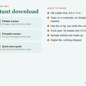 Weight Loss Tracker Printable and Fillable PDF, Weigh In Log, Body Measurements, Progress Chart image 9