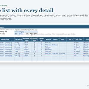 Medication Tracker Spreadsheet, Pill Log with Refill Tracker and Monthly Dose Checklist (Excel) image 4