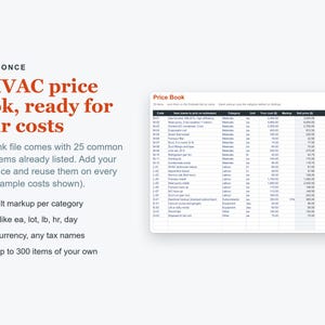 HVAC Estimate Template Excel, Heating and Cooling Quote & Job Costing Spreadsheet image 6