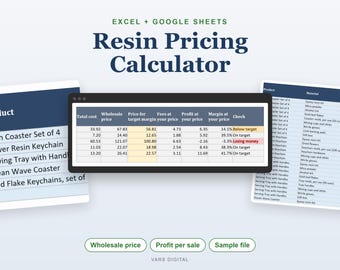Resin Art Pricing Calculator Spreadsheet, Epoxy Cost & Profit Template (Digital Download)