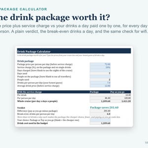 Cruise Planner Spreadsheet, Drink Package Calculator, Cruise Itinerary, Budget and Packing List (Excel) bild 3