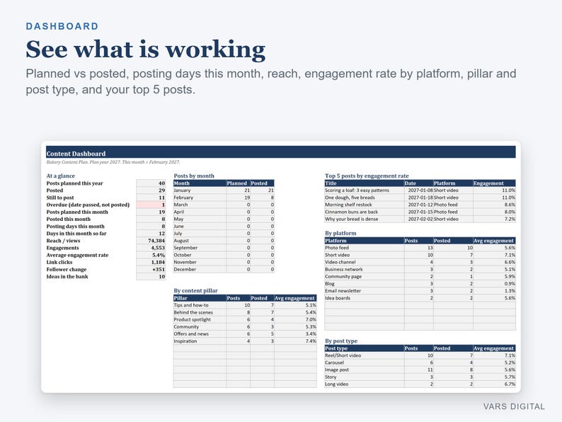 Social Media Content Calendar Spreadsheet, 2027 Planner with Analytics (Digital Download) Bild 3