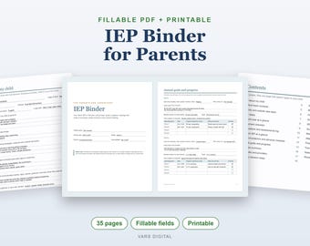 IEP Binder for Parents, Fillable PDF Special Needs Binder, Autism Binder, IEP Meeting Planner