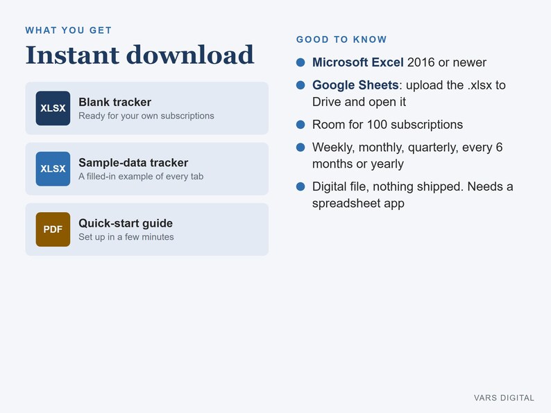 Subscription Tracker Spreadsheet, Monthly and Yearly Subscription Costs with Renewal Dates (Digital Download) image 6