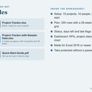 Feuille de calcul Excel de suivi de projet avec diagramme de Gantt, tableau de bord multi-projets (téléchargement numérique) image 6
