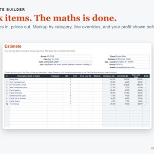 Handyman Estimate Template Excel, Handyman Quote & Job Costing Spreadsheet image 3