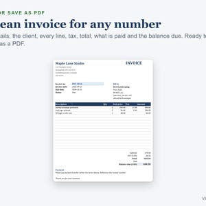 Factuursjabloon met betalingsregistratie voor kleine bedrijven, inclusief betaald en achterstallig (digitale download) afbeelding 4